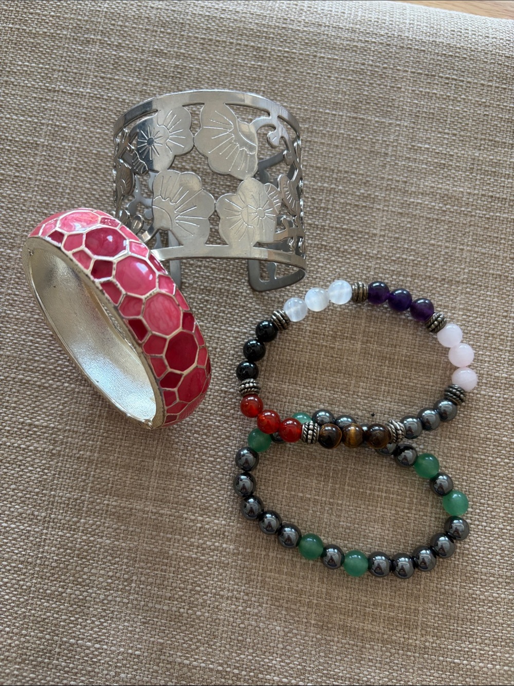Set of bangles and bracelets